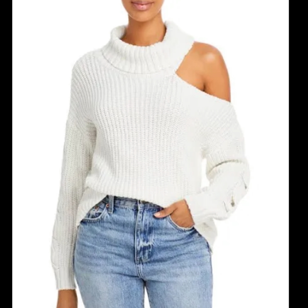 NWT Aqua ribbed off the shoulder sweater turtleneck medium